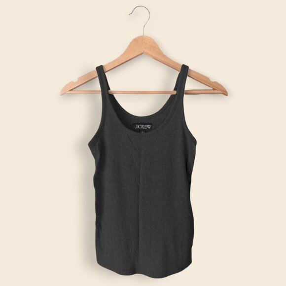 J. Crew New Fine Rib Scoopneck Tank Top, Black, Small - Picture 1 of 3